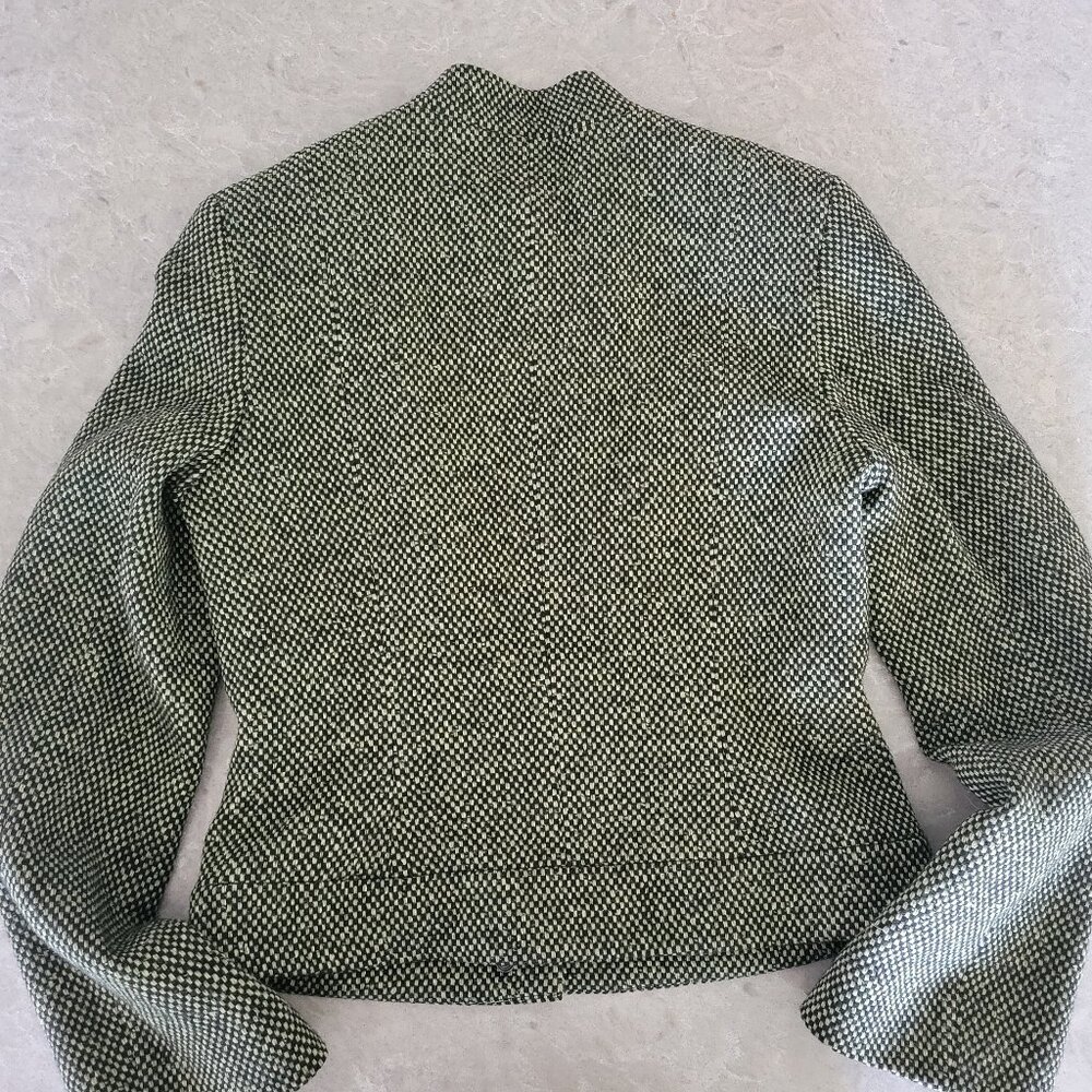 Marc Cain Wool Zip Front Jacket Blazer 6 Green Black Check - Picture 7 of 12